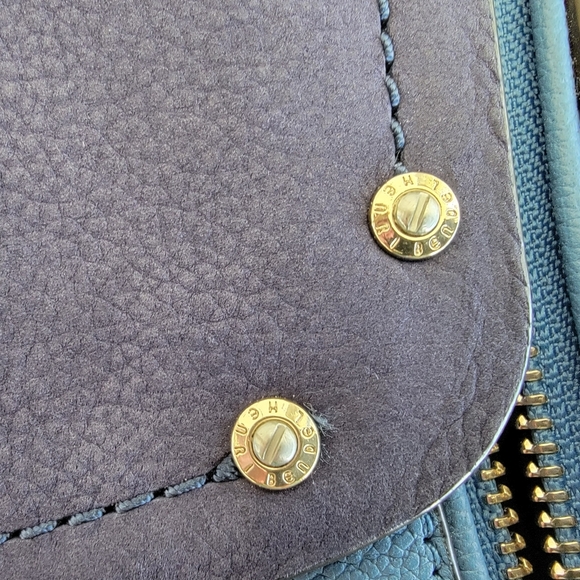 Henri Bendel Convertable Backpack In Pebble Grain Perriwinkle Leather/Navy Suede - Picture 13 of 16